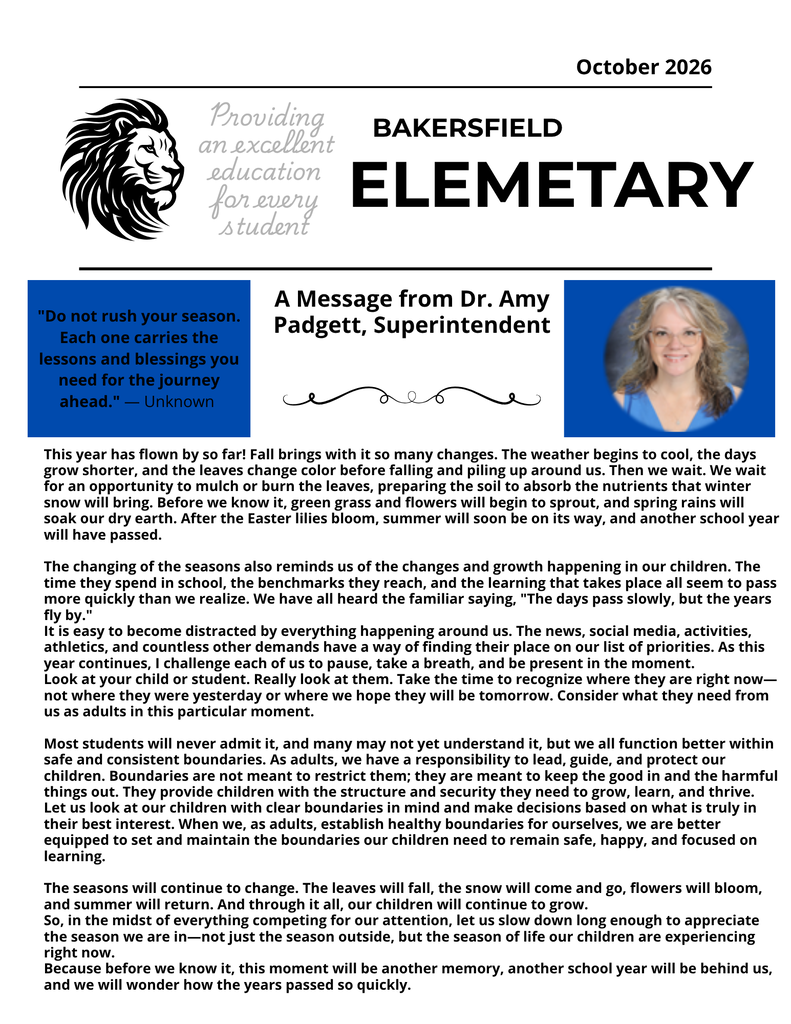 Message from Dr. Padgett