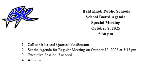 Special meeting agenda