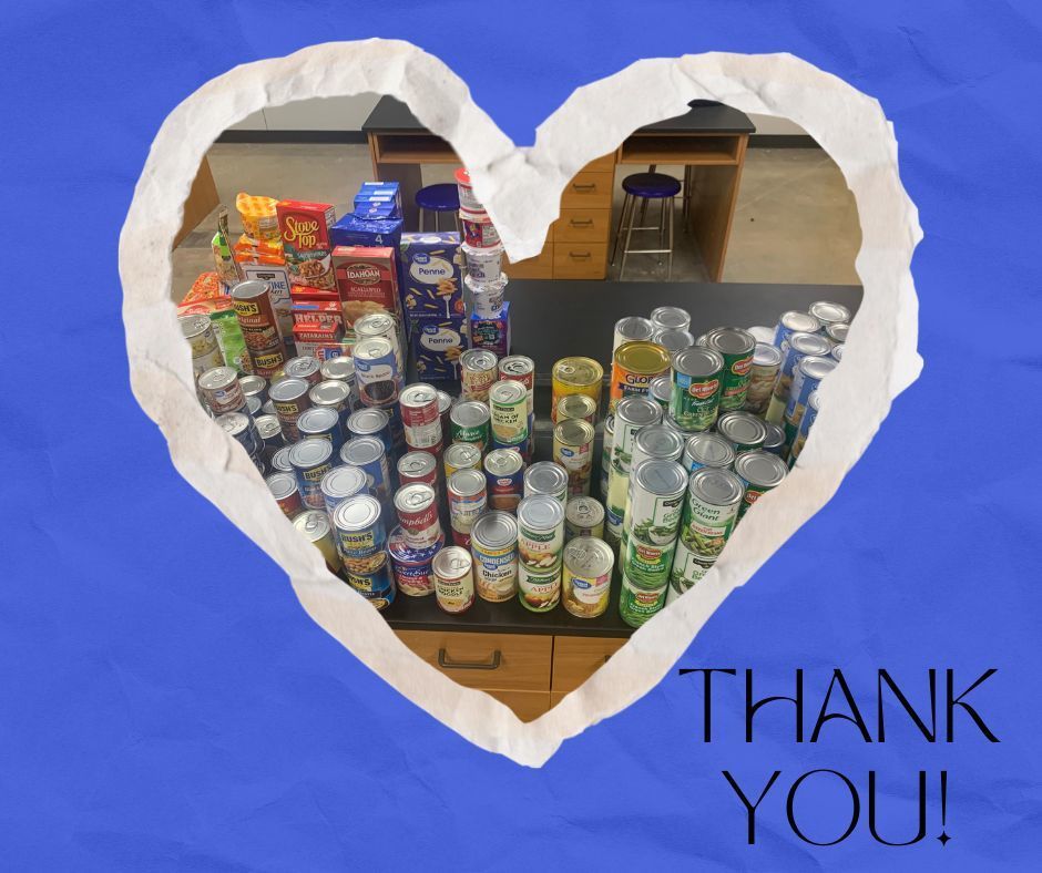 Thank you to everyone that came out to the BLUE/WHITE game on Monday and donated a non-perishable food item. All food items are going to help to build a food pantry in the High School!