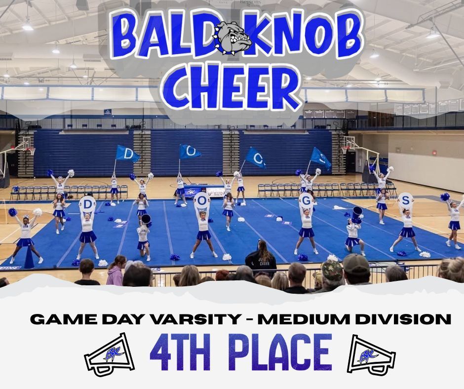 Bald Knob Cheer.  Game Day Varsity - Medium Division.  4th place.  