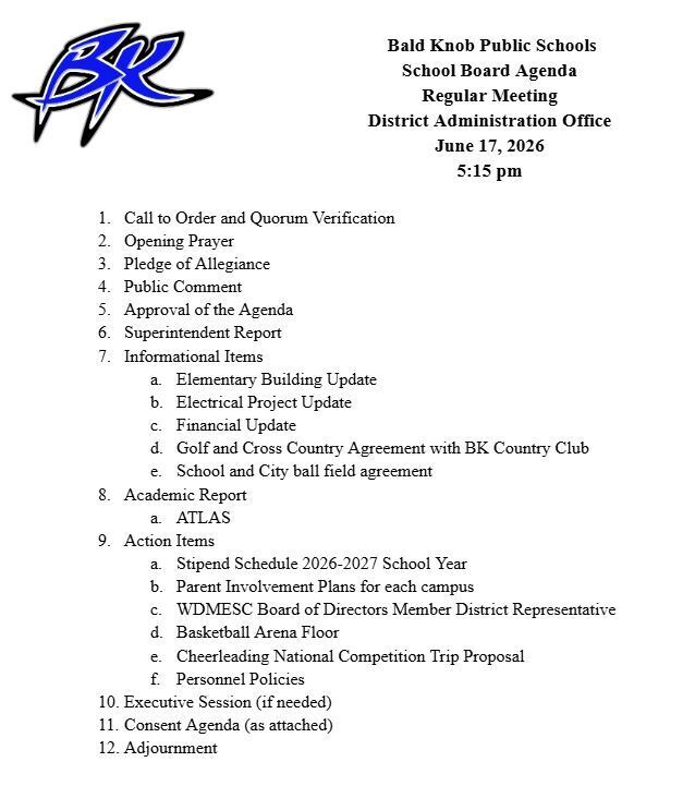 June Board agenda