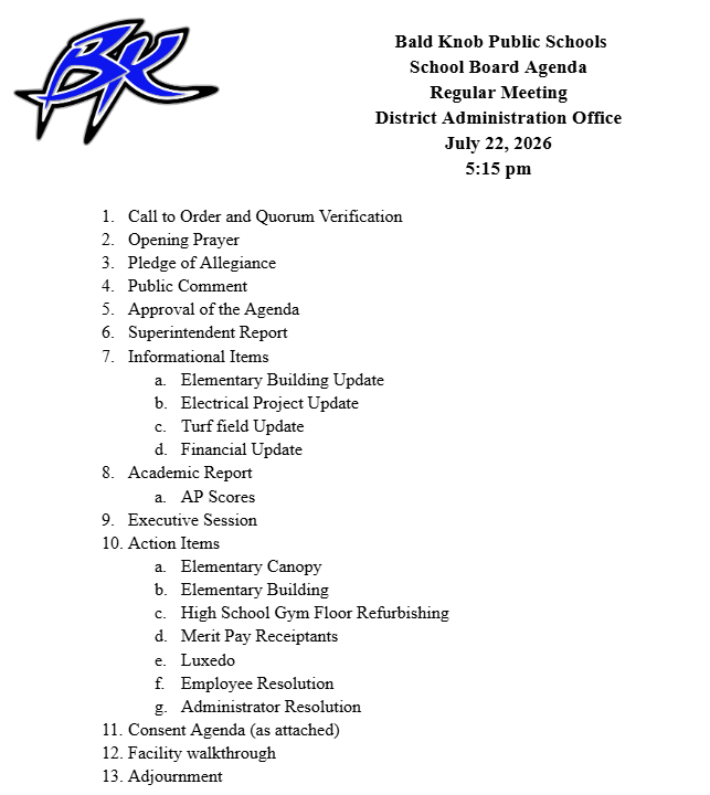 board agenda for 7-22