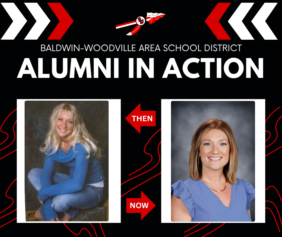 Senior Photo of Kelsey next to her current staff photo