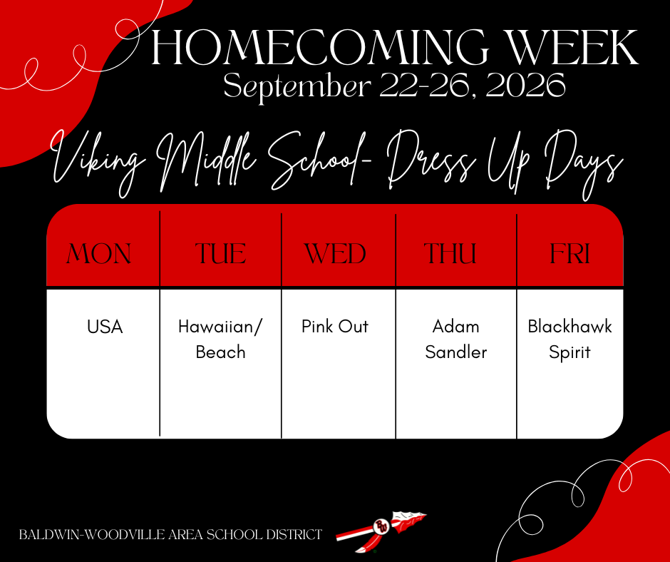 Listings of days in a graphic