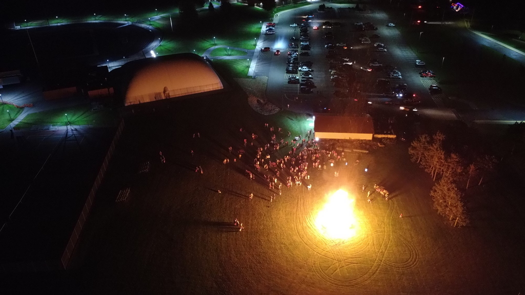 Drone photo of the bonfire