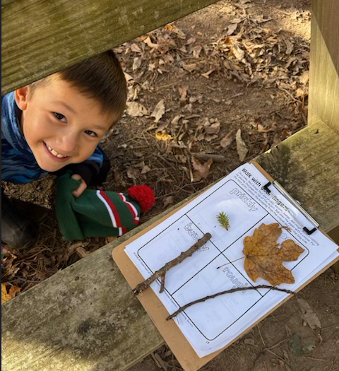 Student with activity in school forest