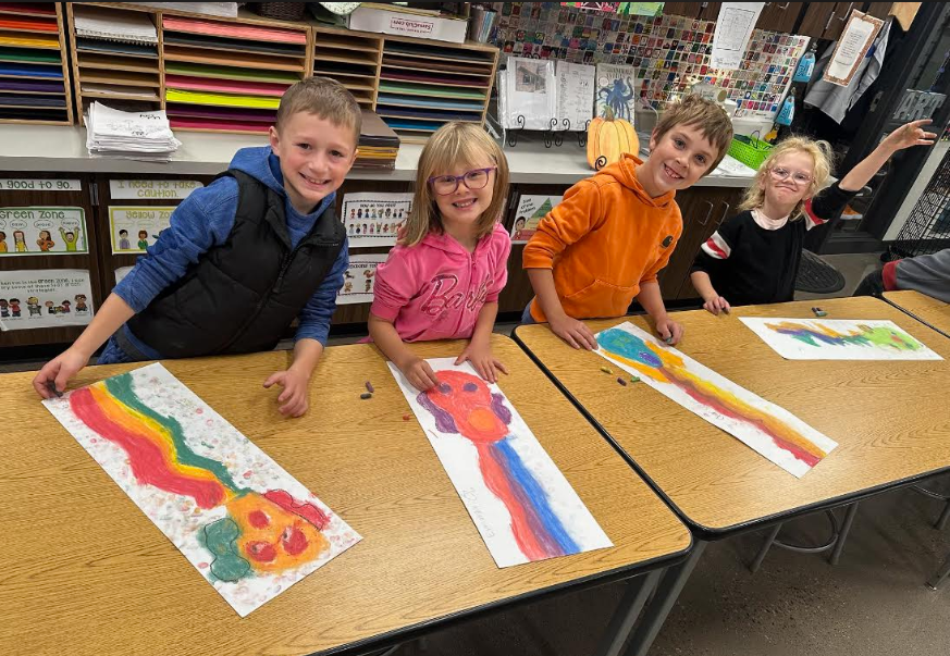 Four students working on project