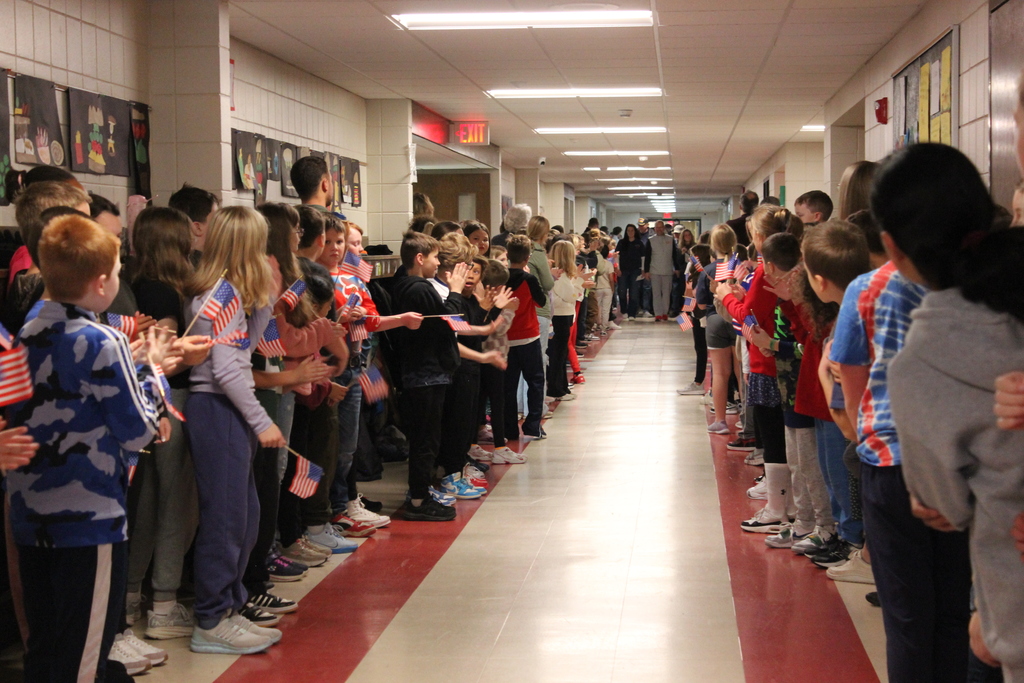 Students lining the halls.