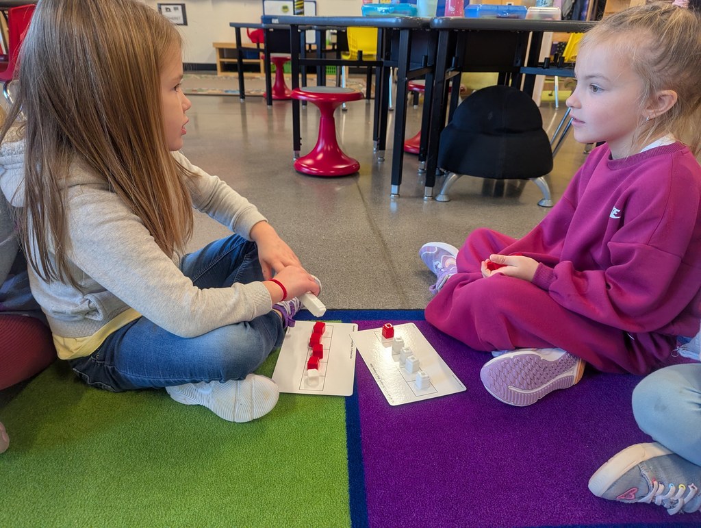 Two girls with blocks