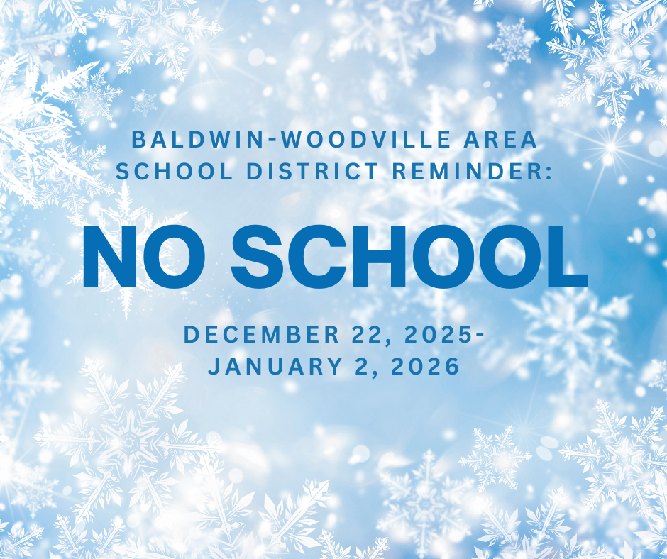 NO SCHOOL with snowflakes surrounding