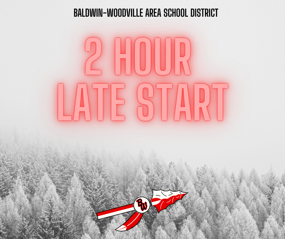 2 hour late start with snow background