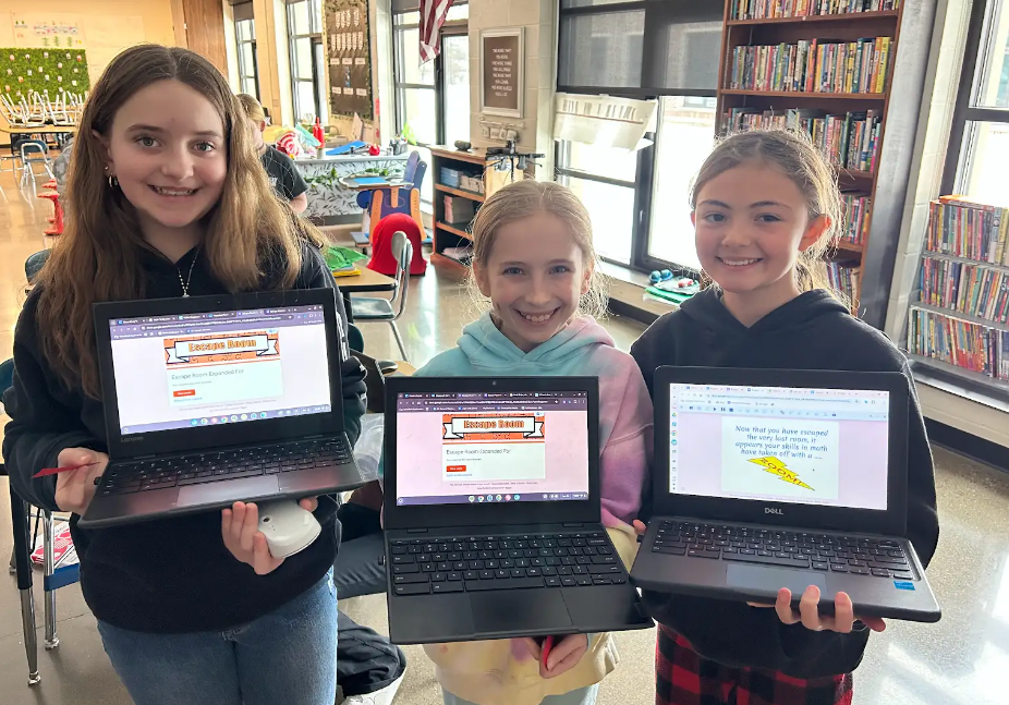 Students on their chromebooks showing they escaped!