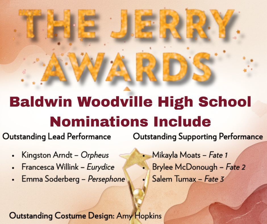 Graphic showing the Jerry Awards nominations