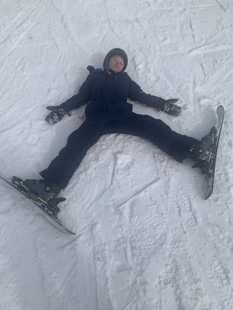 Student taking a break after sking!