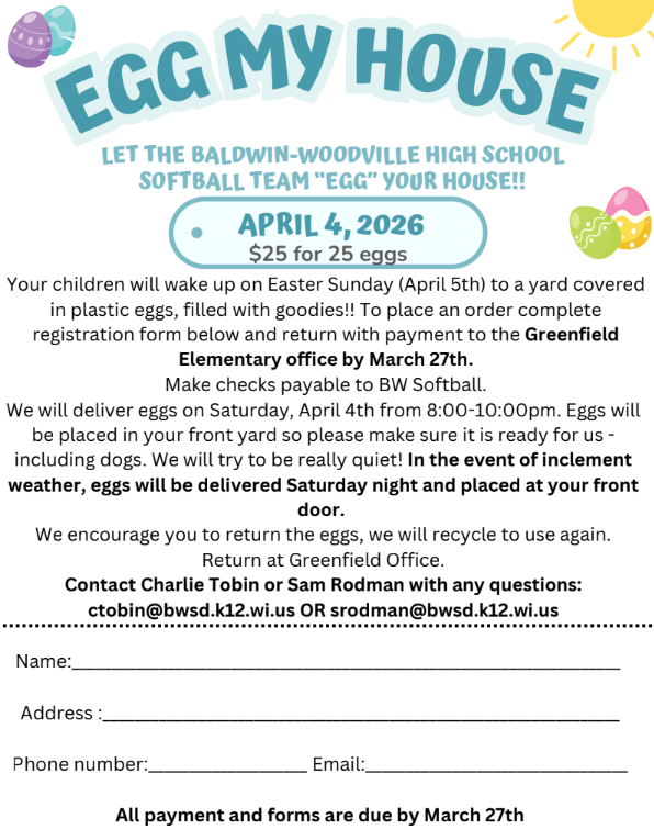 Flyer that you complete to have your house "egged"
