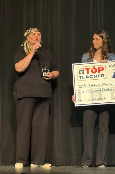 Mrs. Schmoker giving a speech.