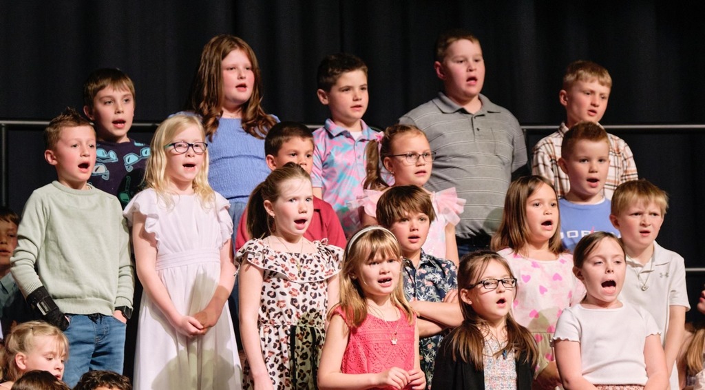 Students singing.