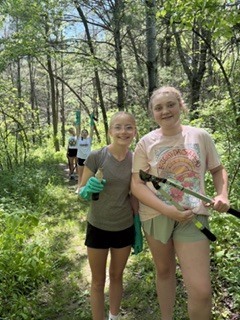 Students clearing buckthorn.