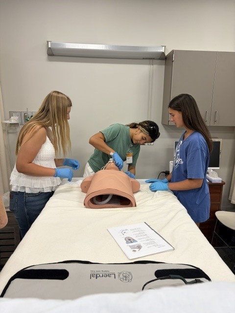 Students working on a simulated patient.