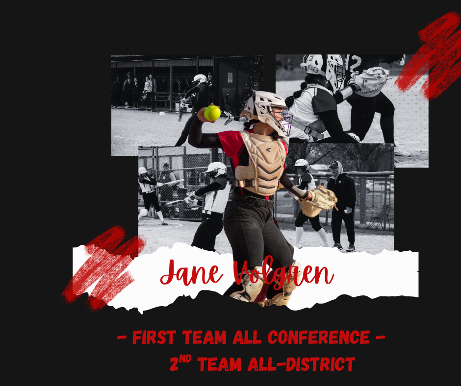 Jane Volgren playing catcher.