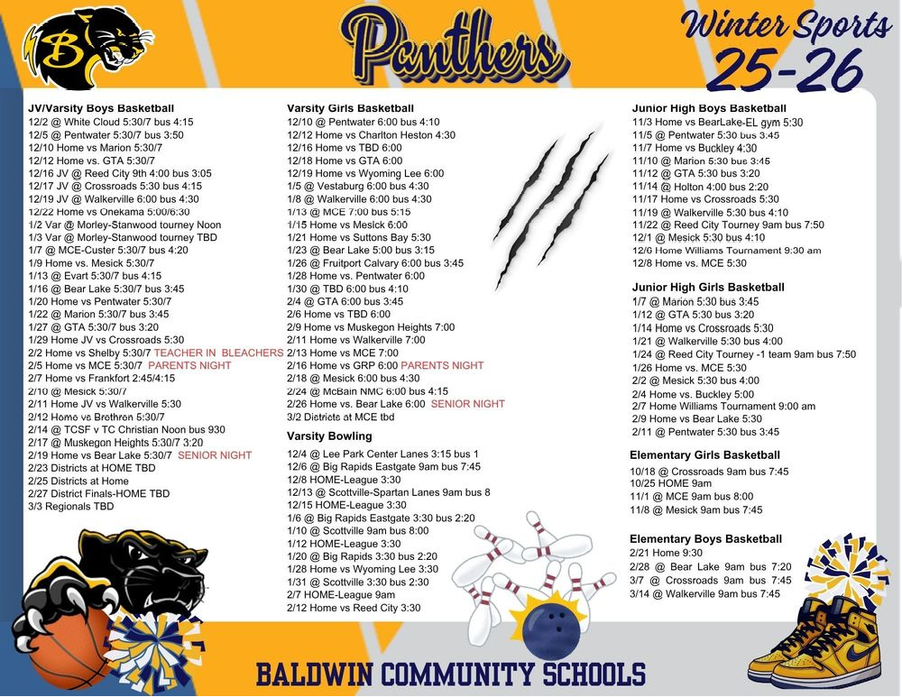 Winter Sports Calendar