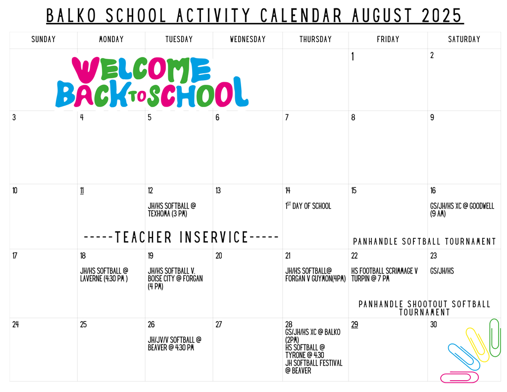August Calendar