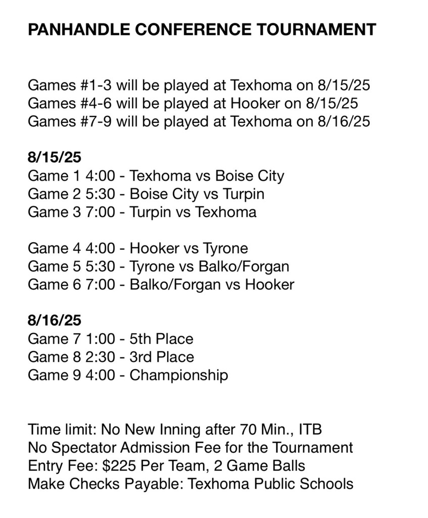 Softball Tournament Schedule