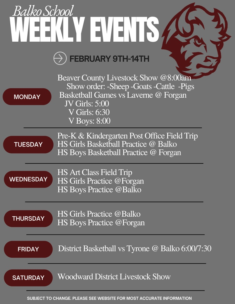 weekly agenda 9-14
