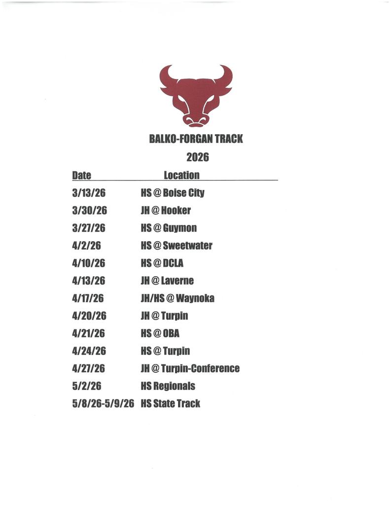 Updated Bulls Track Schedule