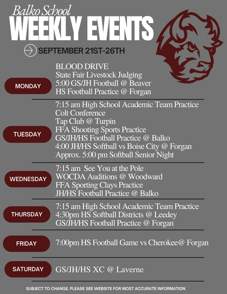 Weekly Agenda