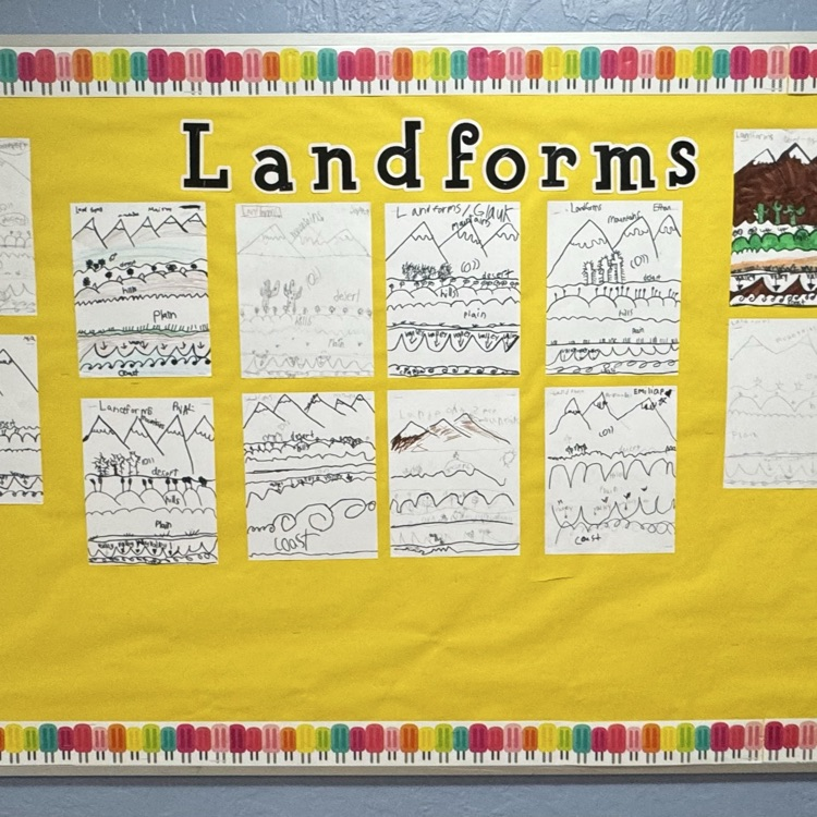 bulletin board with finished projects
