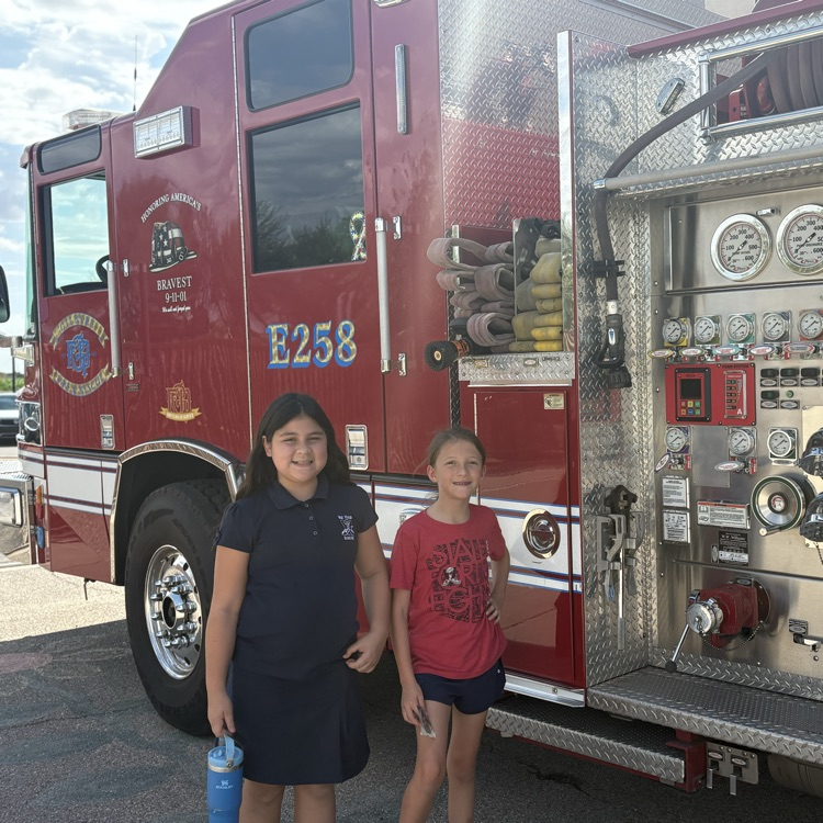 students with fire truck 