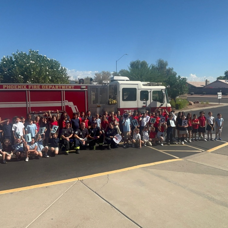 class photo with fire truck 