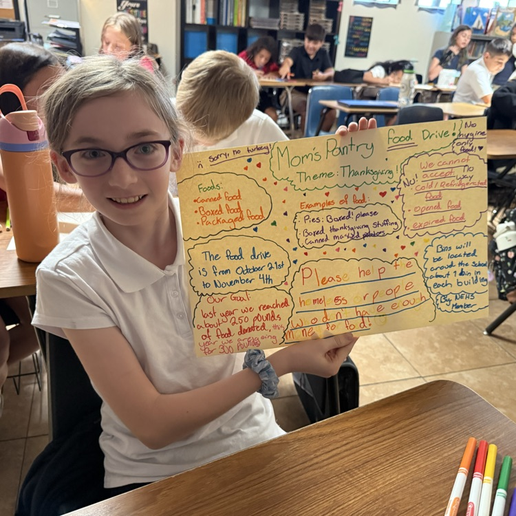 child with her poster