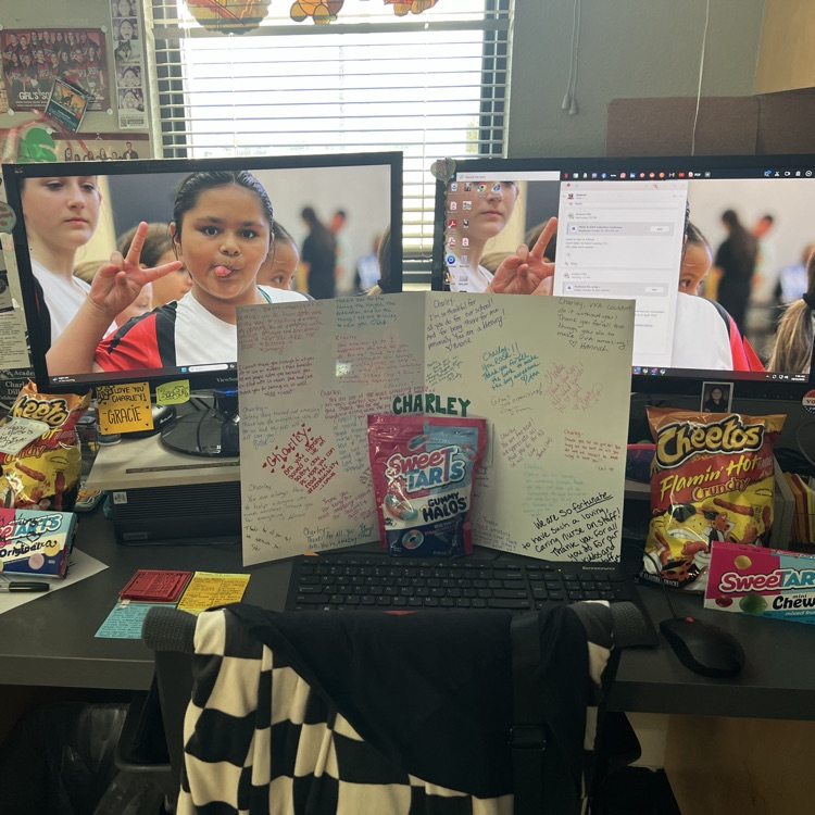 nurses desk covered with cards