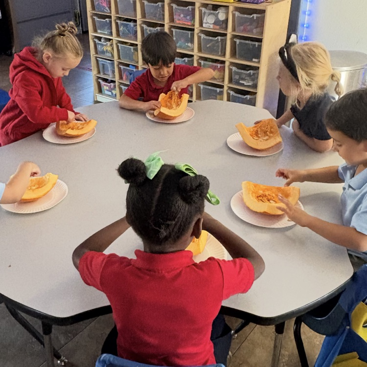 children with pumpkins