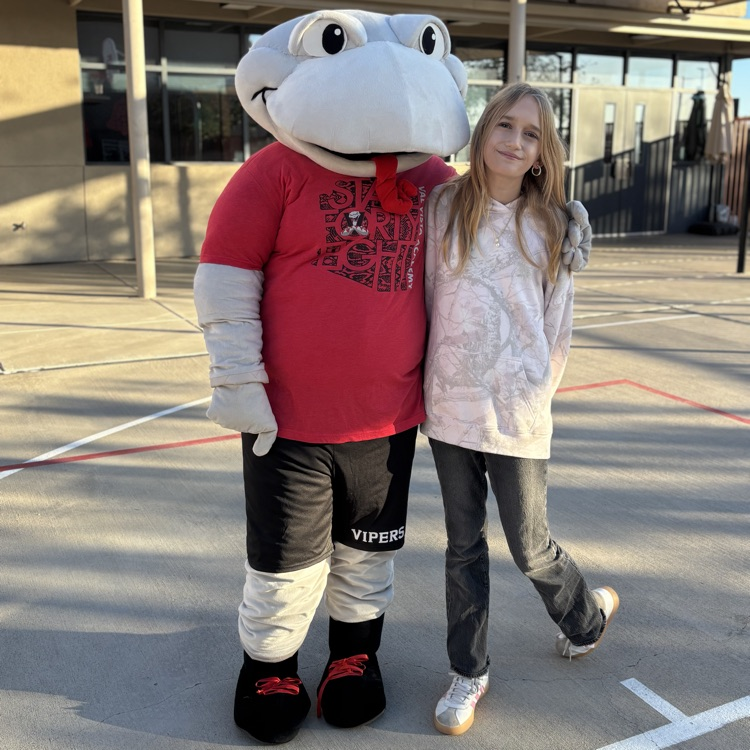 snake mascot and student