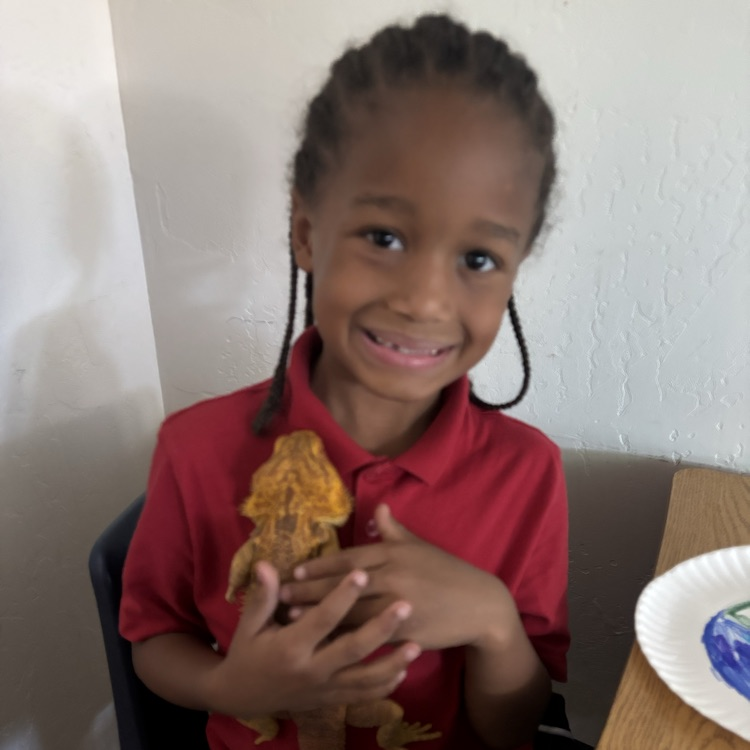 child with lizard 