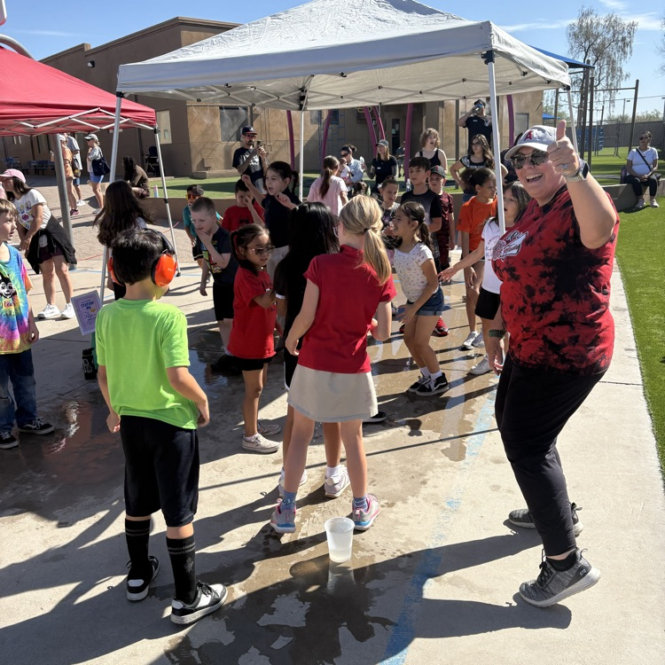 teacher and kids at field day