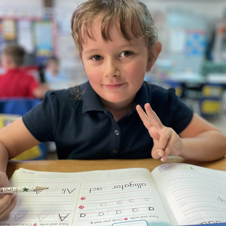 child writing