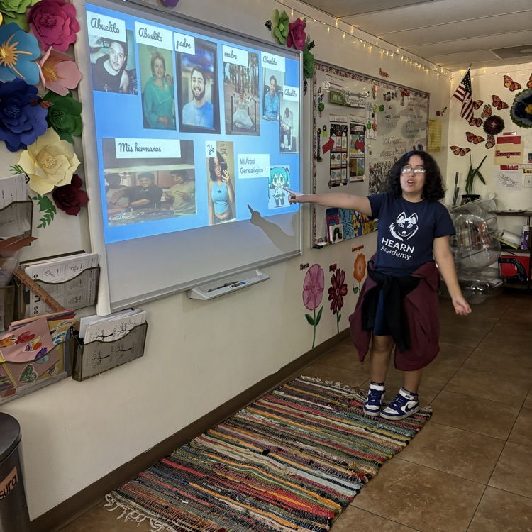 child giving presentation