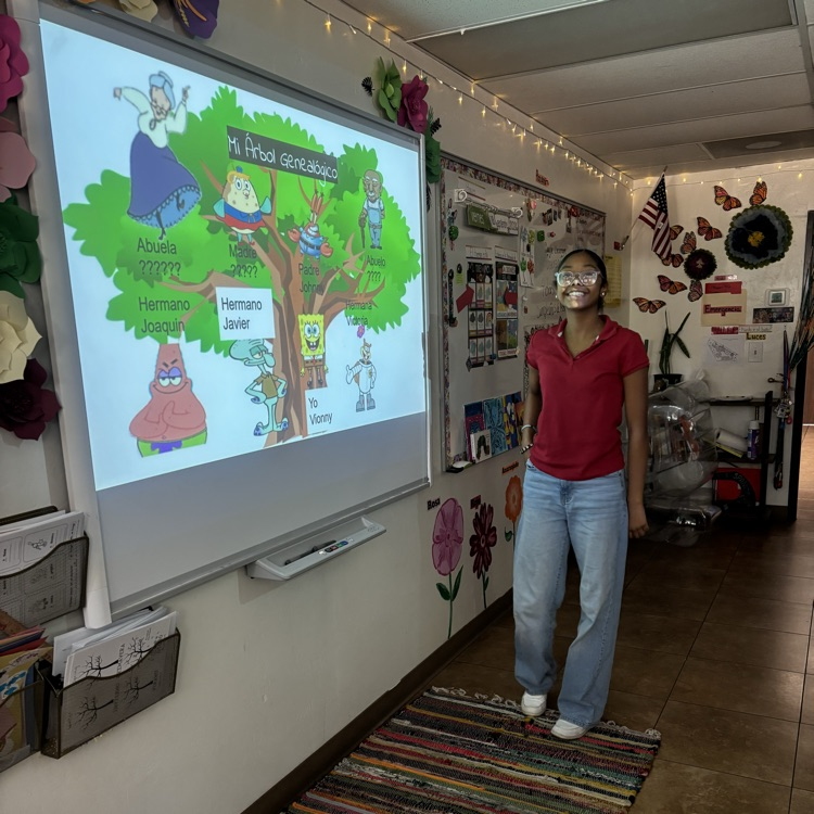 child giving presentation