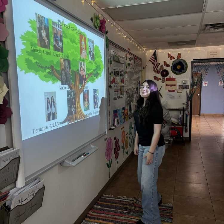 child giving presentation