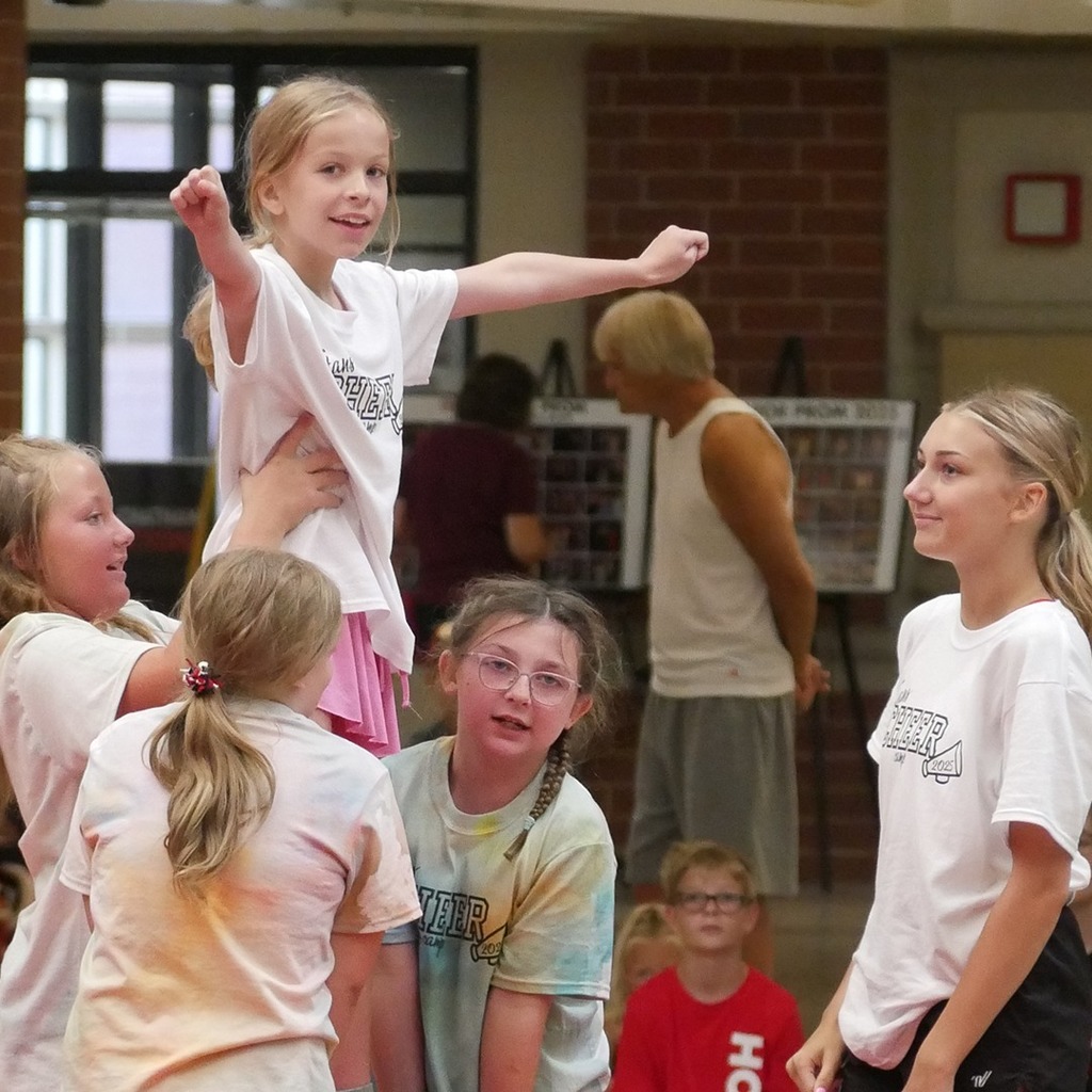 A group of girls during cheer practice