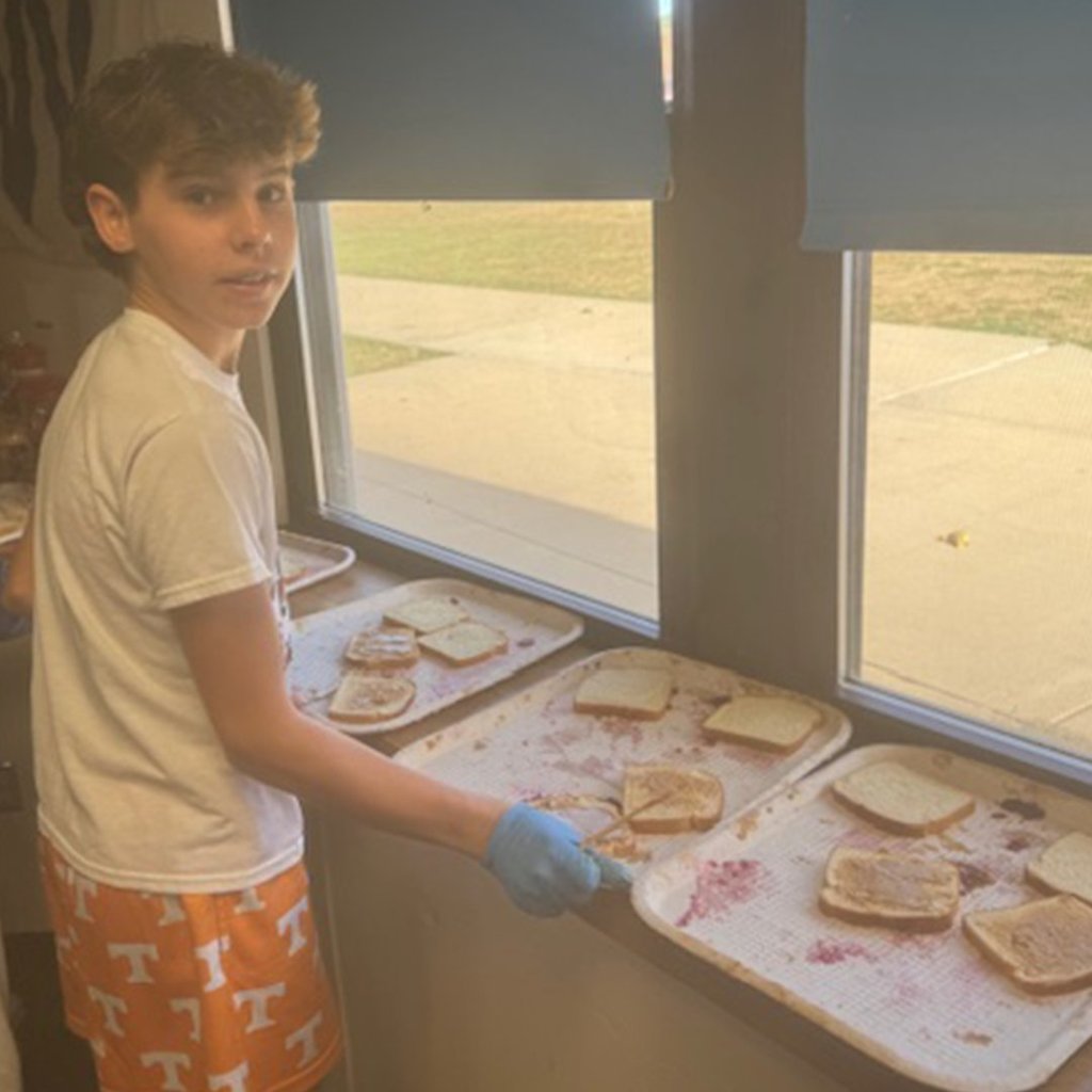 GMS students simulating an assembly line in Mr. Hummel's class