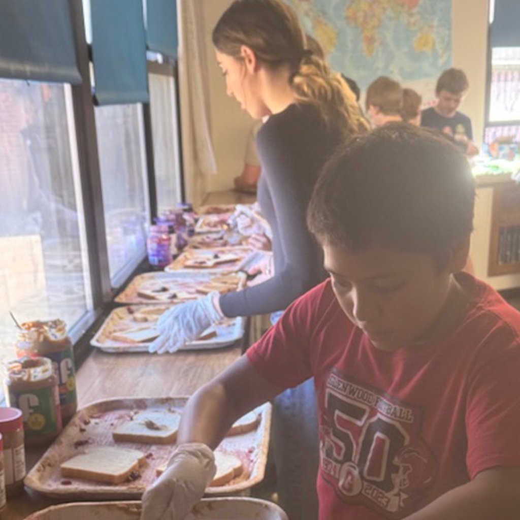 GMS students simulating an assembly line in Mr. Hummel's class