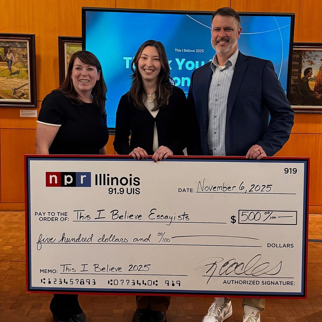 Kate Downing with Dr. Lamon and Mr. Green at the This I Believe Essay Contest.