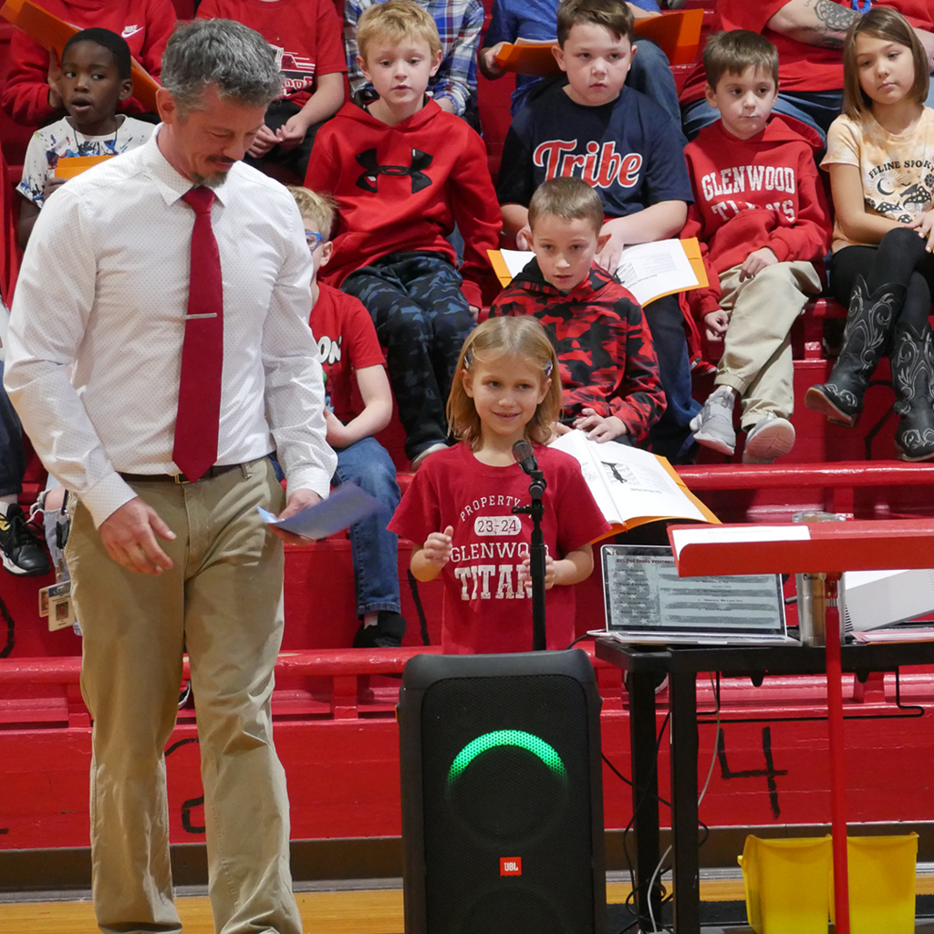 BES students performing during the Veterans Day Assembly.