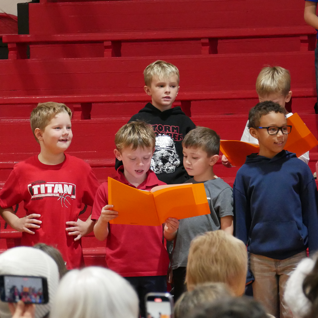 BES students performing during the Veterans Day Assembly.