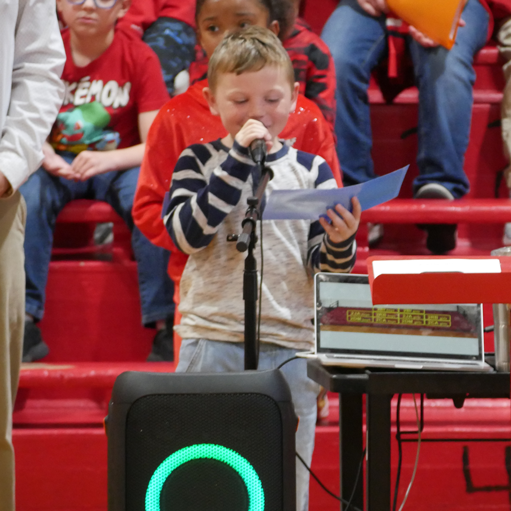 BES students performing during the Veterans Day Assembly.